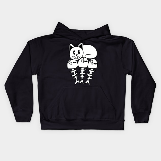 Cat's Fish Bones Kids Hoodie by pako-valor